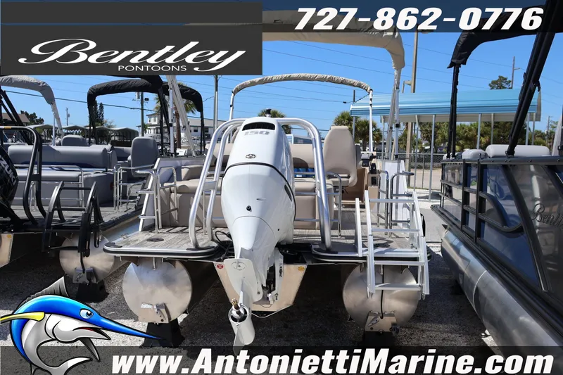 Slide: The Image of 2026 Bentley Pontoons Legacy 203 Swingback displayed at Antonietti Marine dealership. - 10