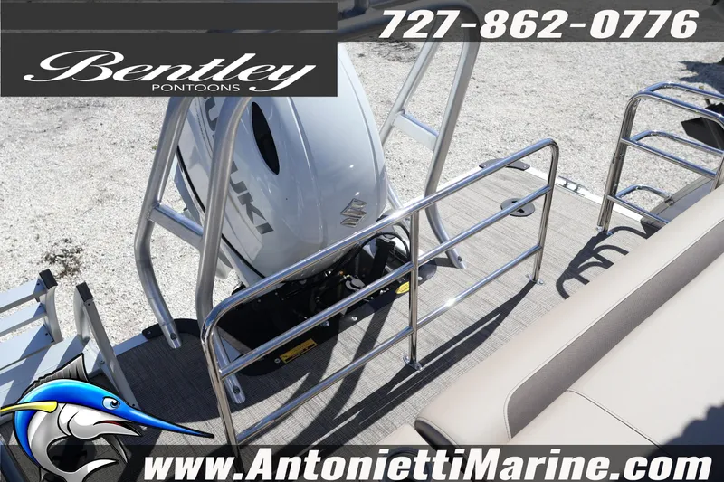 Slide: The Image of 2026 Bentley Pontoons Legacy 203 Swingback with Suzuki engine, showcased by Antonietti Marine. - 30