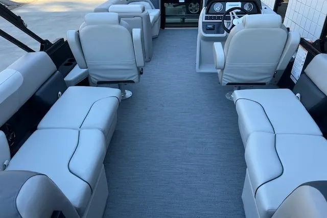 Slide: The Image of Interior of 2026 Godfrey Sweetwater 2086 SB pontoon boat with spacious seating and modern design. - 13