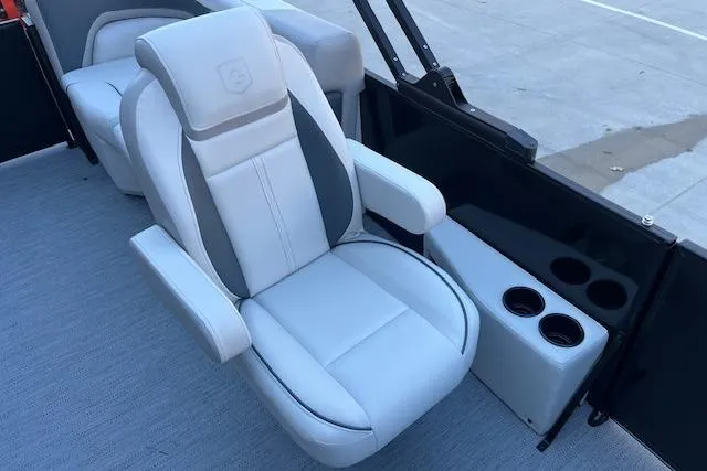 Slide: The Image of Luxurious seating on 2026 Godfrey Sweetwater 2086 SB boat with cup holders. - 17