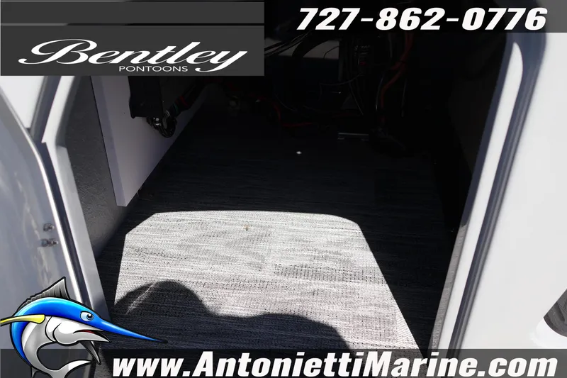 Slide: The Image of Interior view of 2026 Bentley Pontoons Elite 253 Swingback, featuring carpeted flooring. - 23