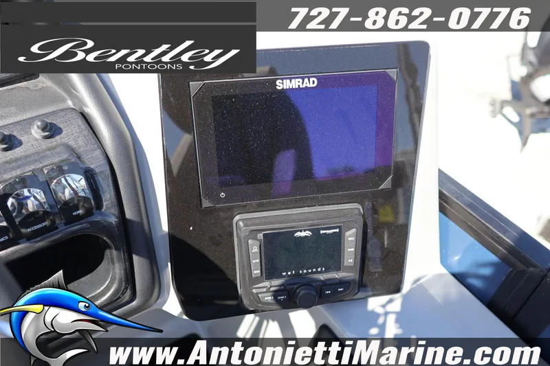 Slide: The Image of Control panel of 2026 Bentley Pontoons Elite 253 Swingback with Simrad display. - 28