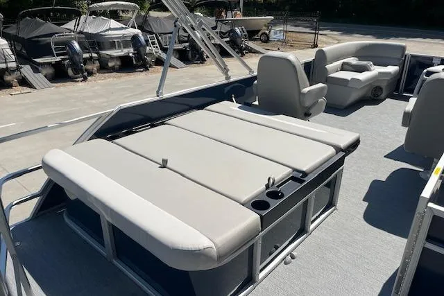 Slide: The Image of 2026 Godfrey EX 2286 SFLX pontoon boat with spacious seating and modern design. - 18