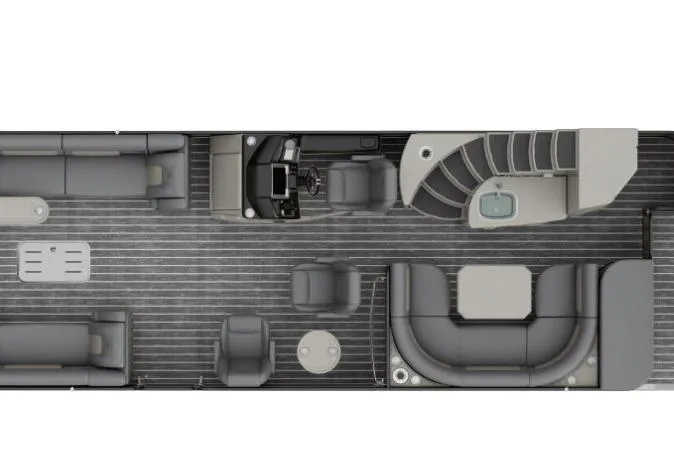 Slide: The Image of Top view of 2026 Premier Escalante luxury boat interior layout with seating and helm. - 6
