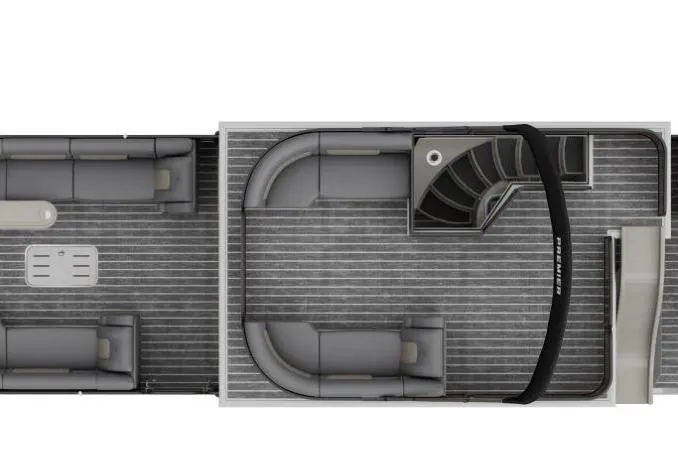 Slide: The Image of Top view of 2026 Premier Escalante interior layout with seating and helm. - 7