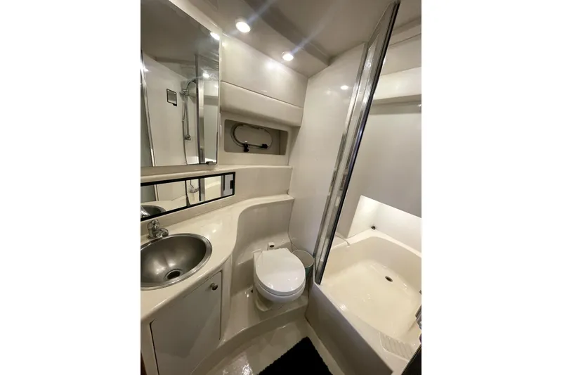 Slide: The Image of Luxurious bathroom in 2001 Bayliner 3988 Command Bridge Motoryacht with modern fixtures. - 31