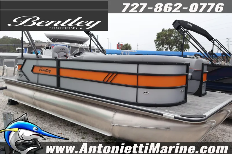The Image of 2026 Bentley Pontoons Bolt 223, sleek design, displayed at Antonietti Marine. - 1