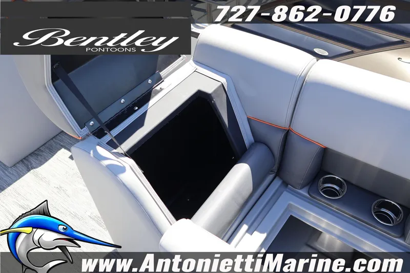 Slide: The Image of 2026 Bentley Pontoons Bolt 223 interior storage and seating detail. - 16