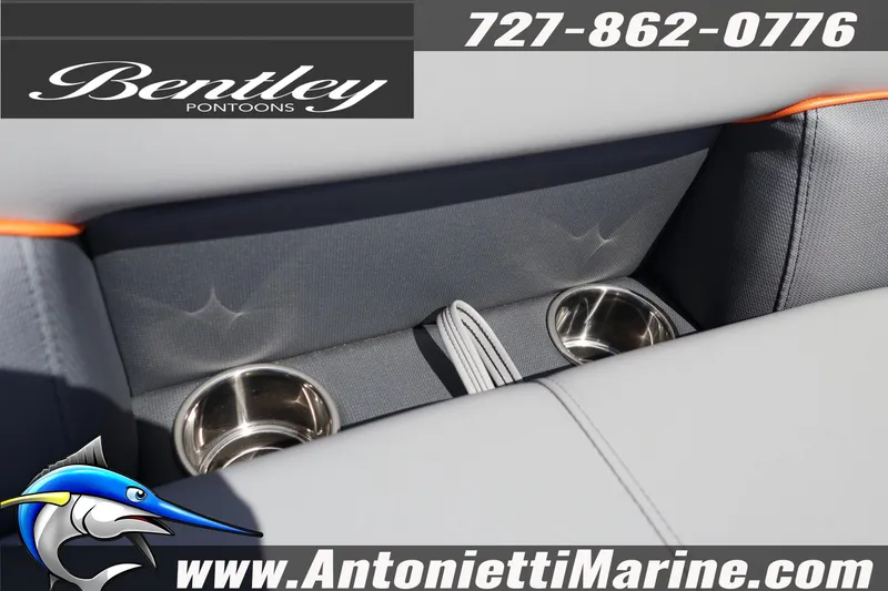 Slide: The Image of 2026 Bentley Pontoons Bolt 223 interior with cup holders, showcased by Antonietti Marine. - 20