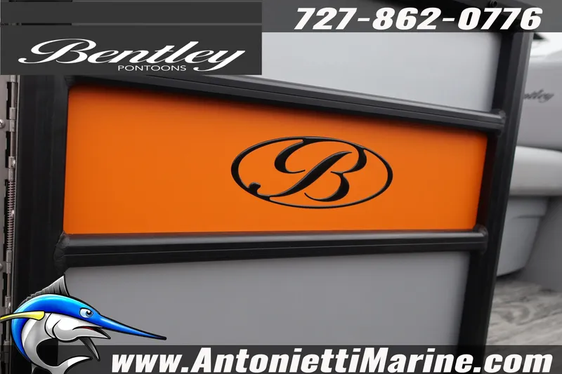 Slide: The Image of 2026 Bentley Pontoons Bolt 223 with logo, contact number, and website displayed. - 4