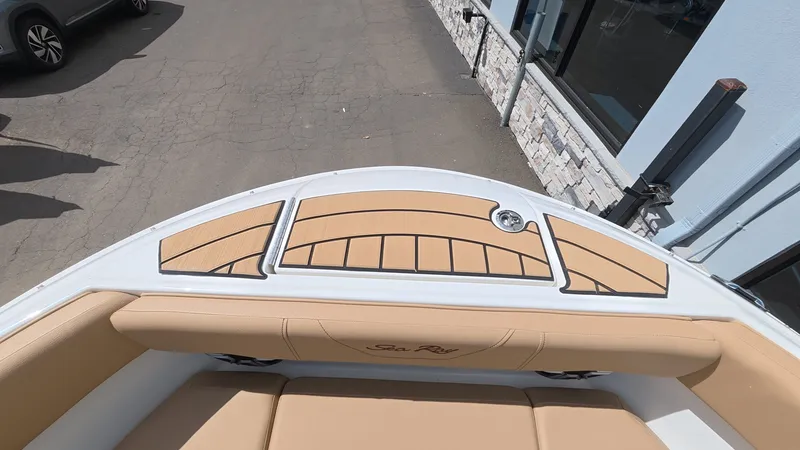 Slide: The Image of Interior view of the 2026 Sea Ray SDX 250 Outboard boat. - 49
