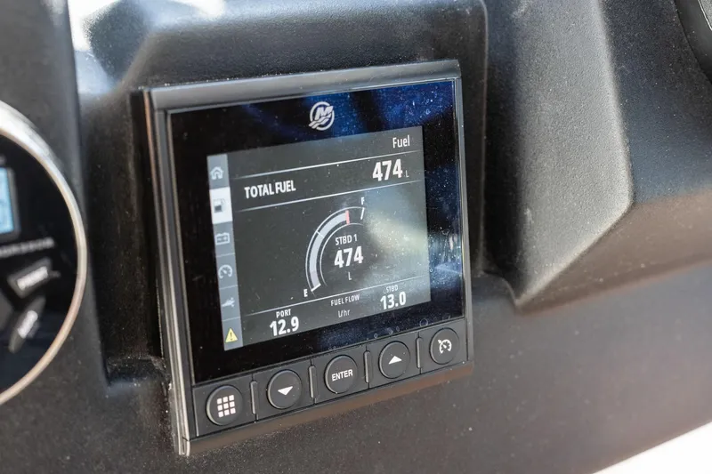 Slide: The Image of Dashboard display of Hanover 375, 2026 model, showing total fuel level at 474 liters. - 47