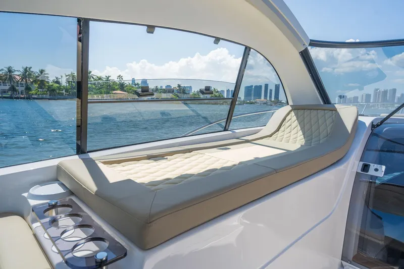 Slide: The Image of Luxurious interior of 2026 Hanover 375 yacht with waterfront view. - 56