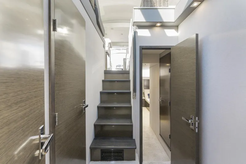 Slide: The Image of Interior hallway of 2018 Cruisers Yachts 50 Cantius with modern design and stairs. - 28