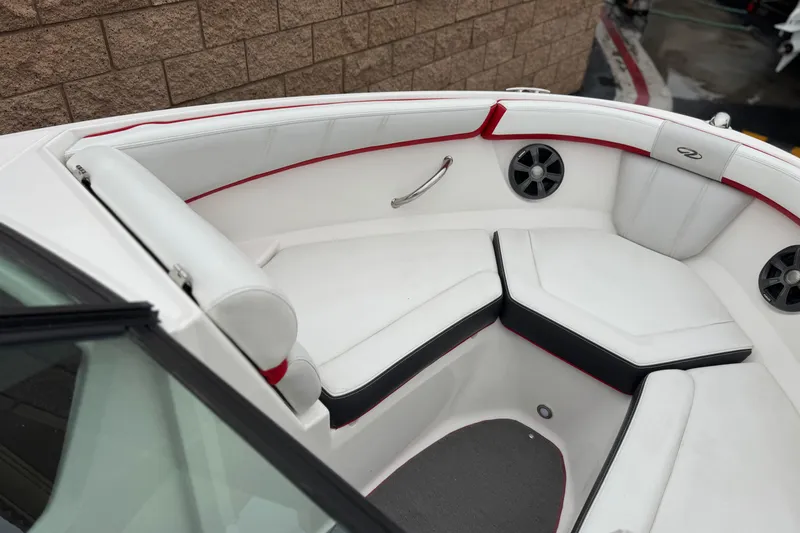Slide: The Image of 2017 Regal 2000 ESX Bowrider interior with white seating and red accents. - 14