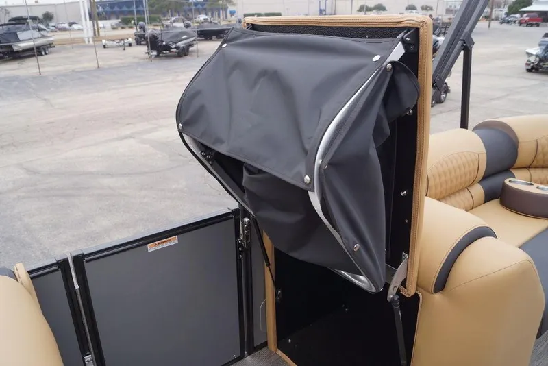 Slide: The Image of 2026 Avalon Catalina Versatile Rear Bench with storage compartment and beige seating. - 12