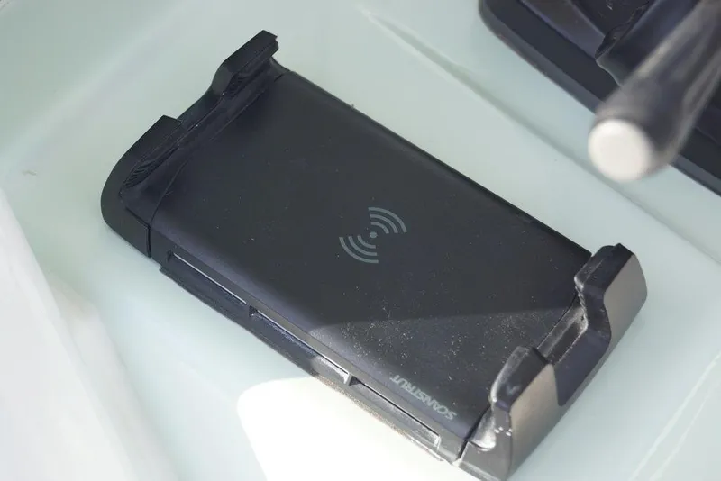 Slide: The Image of Wireless charging pad on 2026 Tidewater 2410 Bay Max boat. - 17