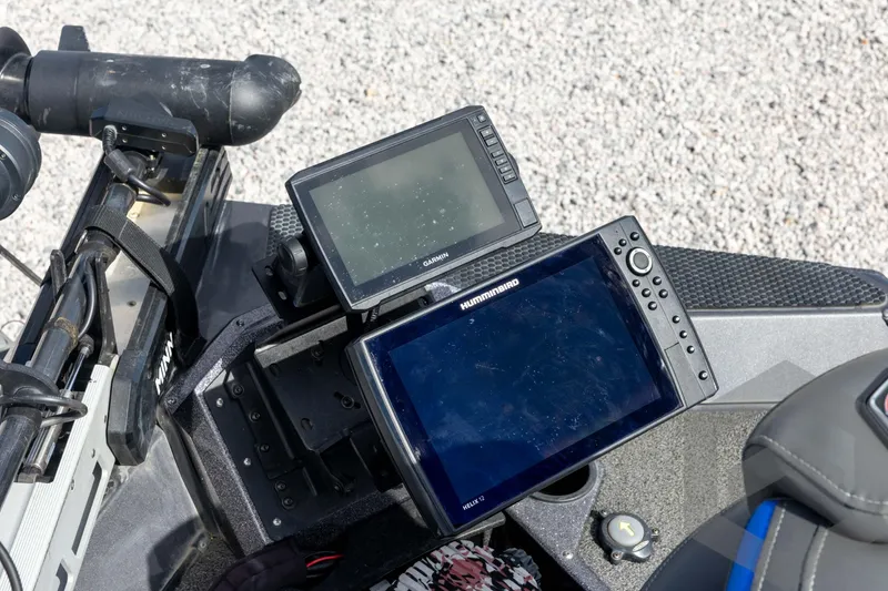 Slide: The Image of 2020 Ranger RT188P boat with Garmin and Humminbird fish finders on the console. - 32