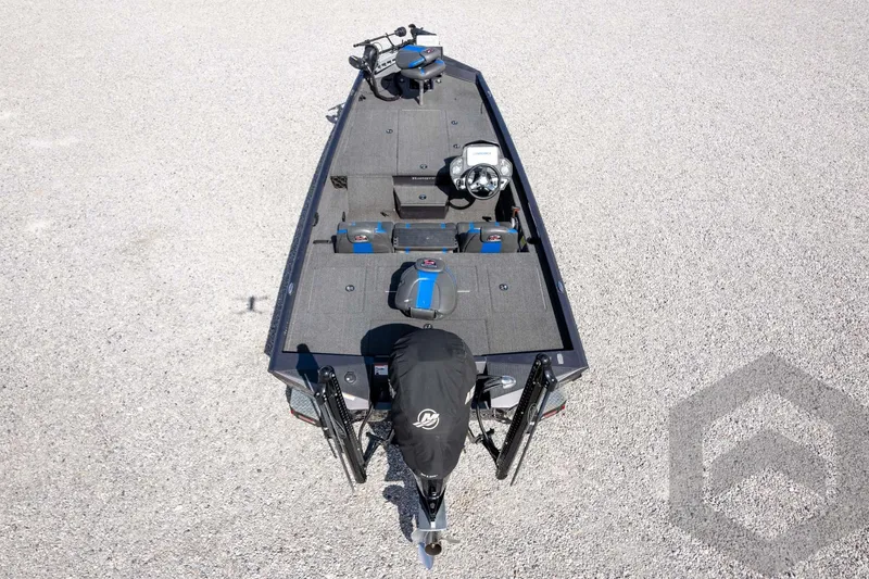 Slide: The Image of 2020 Ranger RT188P fishing boat, aerial view, showcasing deck layout and equipment. - 62