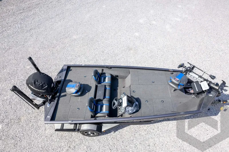 Slide: The Image of 2020 Ranger RT188P fishing boat with dual seats and modern equipment on gravel surface. - 68