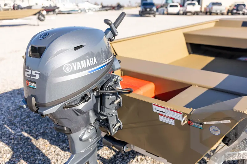 Slide: The Image of 2026 G3 Gator Tough 1548 VBW boat with Yamaha 25 horsepower outboard motor. - 16