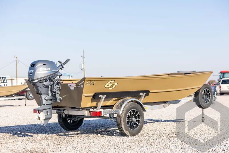 Slide: The Image of 2026 G3 Gator Tough 1548 VBW boat on trailer with Yamaha motor. - 5