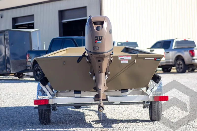 Slide: The Image of 2026 G3 Gator Tough 1652 VBW boat on trailer with Yamaha 50 engine. - 10