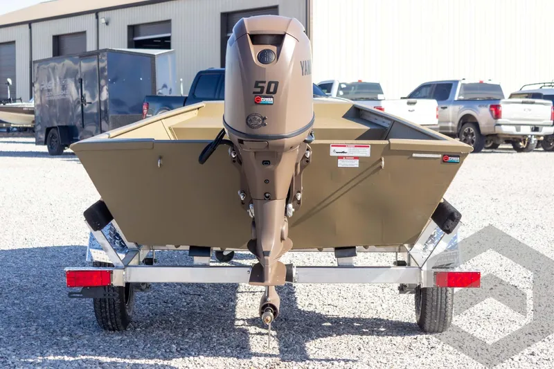 Slide: The Image of 2026 G3 Gator Tough 1652 VBW boat with Yamaha 50 engine on trailer. - 17