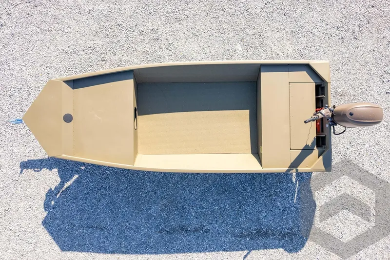 Slide: The Image of Top view of 2026 G3 Gator Tough 1652 VBW boat on gravel surface. - 27