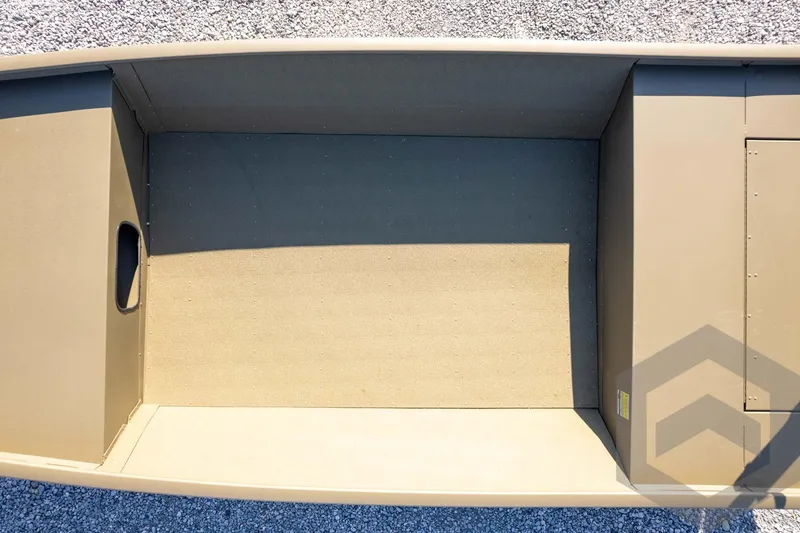 Slide: The Image of 2026 G3 Gator Tough 1652 VBW boat interior, beige finish, spacious and durable design. - 29