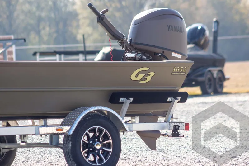 Slide: The Image of 2026 G3 Gator Tough 1652 VBW boat on trailer with Yamaha motor. - 3