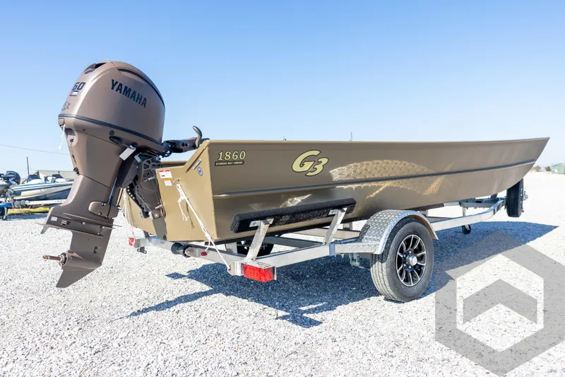Slide: The Image of 2026 G3 Gator Tough 1860 VBW boat with Yamaha engine on trailer. - 14