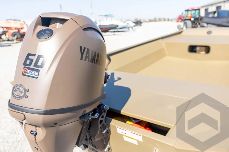 Slide: The Image of 2026 G3 Gator Tough 1860 VBW boat with Yamaha 60 engine, outdoor display. - 17