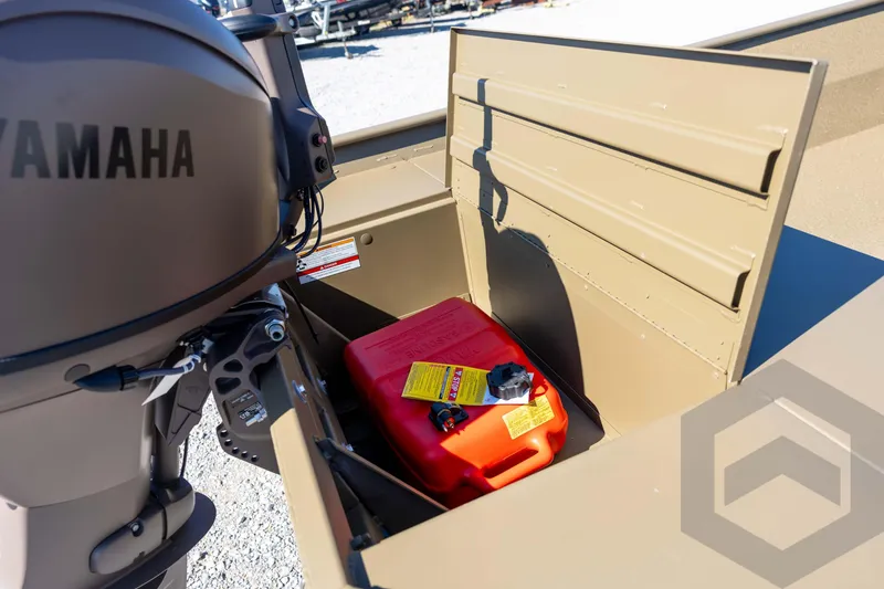 Slide: The Image of 2026 G3 Gator Tough 1860 VBW boat with Yamaha motor and red fuel tank. - 24