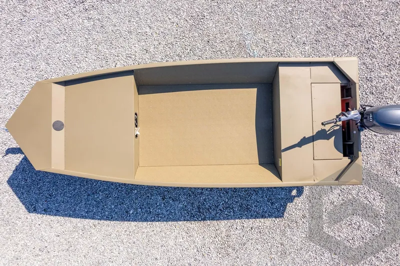 Slide: The Image of Top view of 2026 G3 Gator Tough 1652 VBW boat on gravel surface. - 36