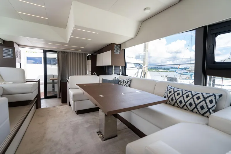 Slide: The Image of Luxurious interior of 2022 Prestige 520 yacht with elegant seating and modern design. - 27
