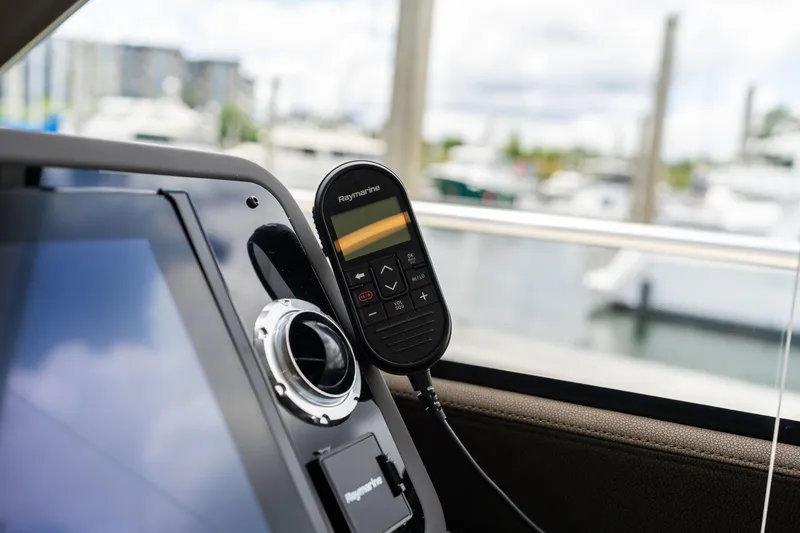 Slide: The Image of Control panel of 2022 Prestige 520 yacht with Raymarine equipment. - 38