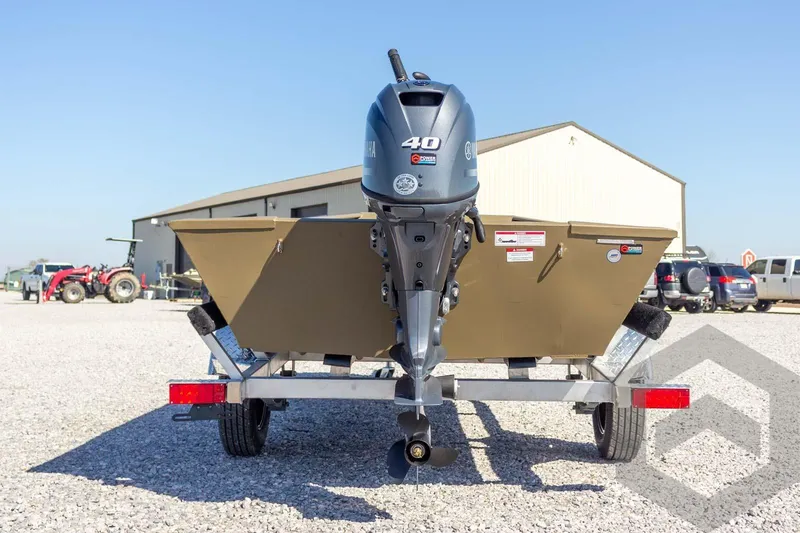 Slide: The Image of 2026 G3 Gator Tough 1652 VBW boat with Yamaha 40 engine on trailer. - 15