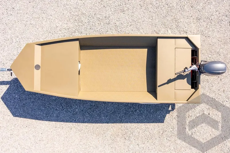 Slide: The Image of Top view of 2026 G3 Gator Tough 1652 VBW boat on gravel surface. - 28