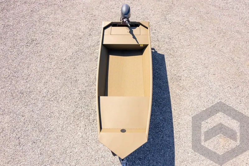 Slide: The Image of Top view of 2026 G3 Gator Tough 1652 VBW boat on gravel surface. - 38