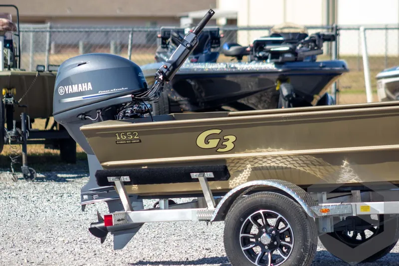 Slide: The Image of 2026 G3 Gator Tough 1652 VBW boat with Yamaha motor on trailer. - 5