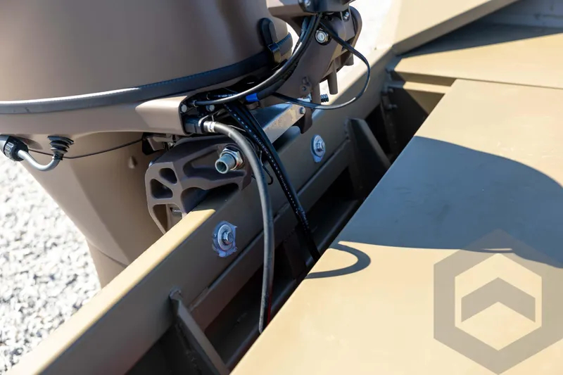 Slide: The Image of 2026 G3 Gator Tough 1860 VBW boat detail, showcasing engine mount and wiring. - 25