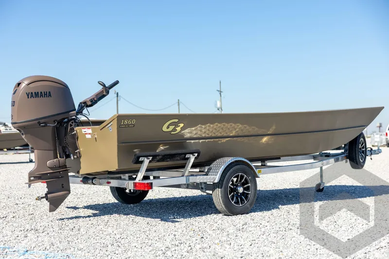 Slide: The Image of 2026 G3 Gator Tough 1860 VBW boat with Yamaha motor on trailer. - 5
