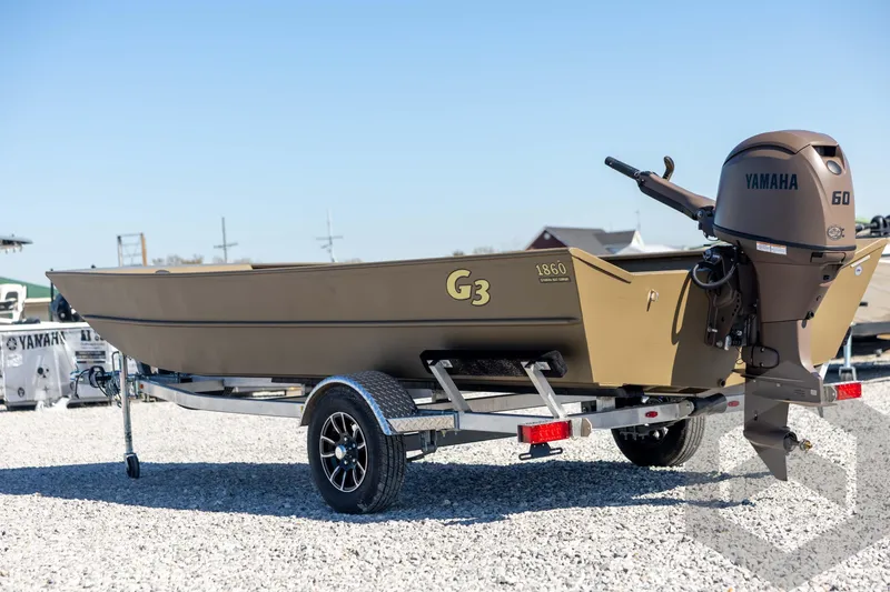 Slide: The Image of 2026 G3 Gator Tough 1860 VBW boat with Yamaha 60 engine on trailer. - 7