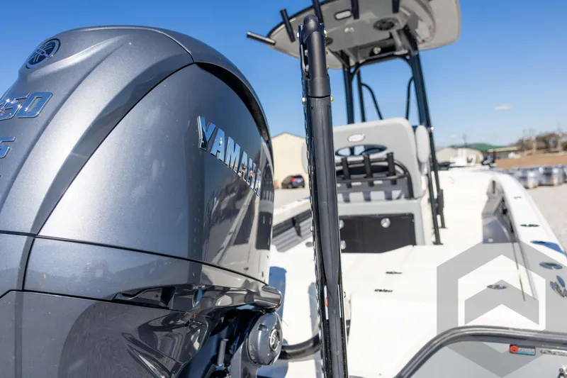 Slide: The Image of 2026 Pathfinder 2500 Hybrid boat with Yamaha engine, showcasing sleek design and modern features. - 23