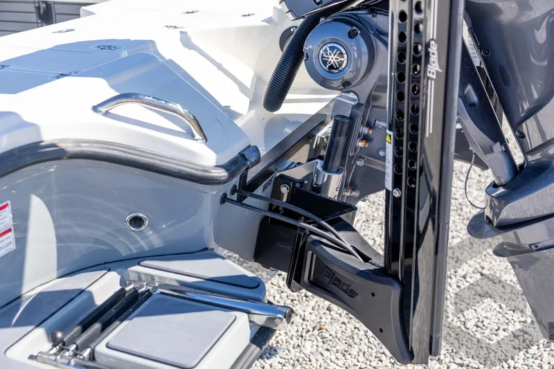 Slide: The Image of 2026 Pathfinder 2500 Hybrid boat's rear deck and motor details. - 31