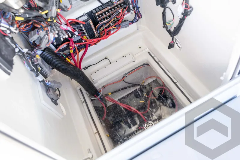 Slide: The Image of Interior view of 2026 Pathfinder 2500 Hybrid's wiring and electrical components. - 57