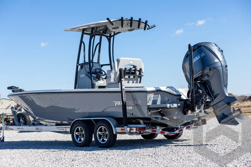 Slide: The Image of 2026 Pathfinder 2500 Hybrid boat on trailer with Yamaha outboard motor. - 7