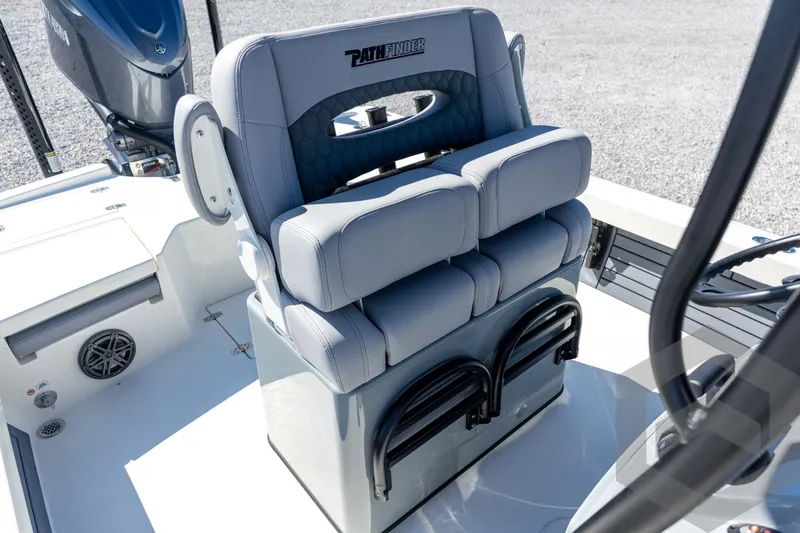 Slide: The Image of 2026 Pathfinder 2500 Hybrid boat seat with modern design and comfortable cushioning. - 78