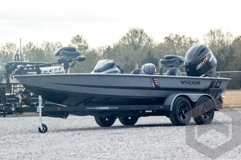 The Image of 2026 Vexus AVX 1980 boat on trailer, featuring sleek design and powerful engine. - 1